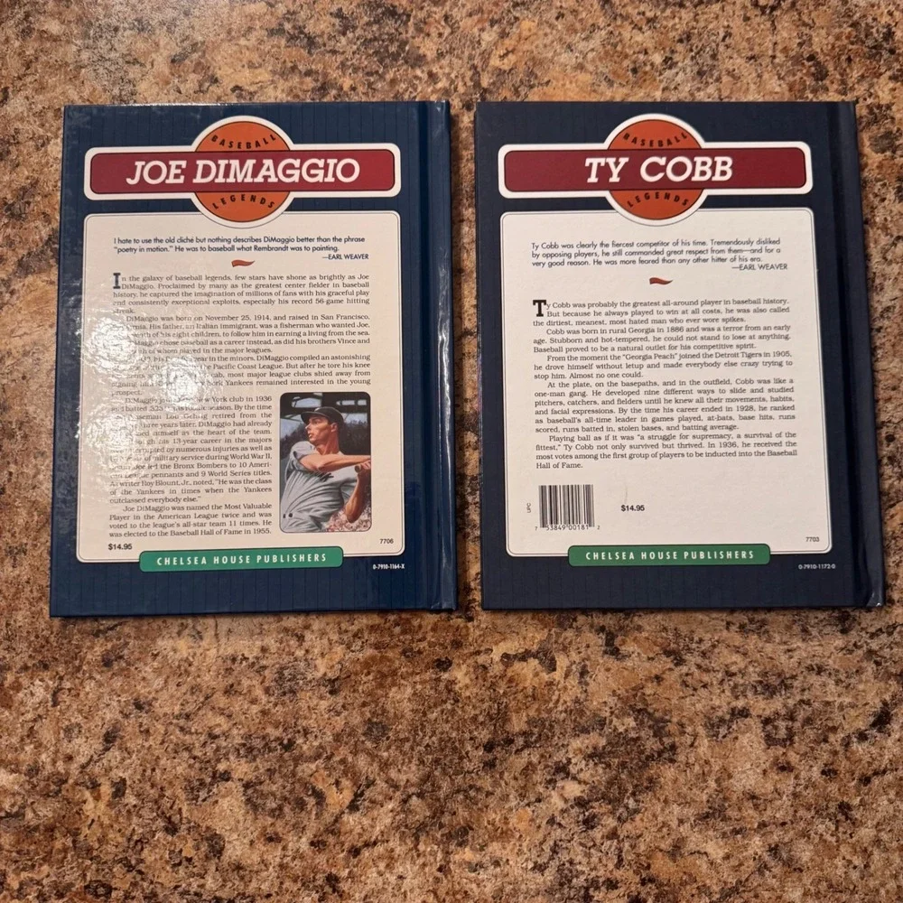 Baseball Legends Collection 6 Books: DiMaggio Cobb Babe Ruth Mays Koufax Mantle